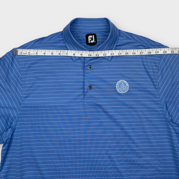 FootJoy Golf Polo Shirt Mens Large Striped Country Club Stretch Blue Logo Preppy - Picture 11 of 14